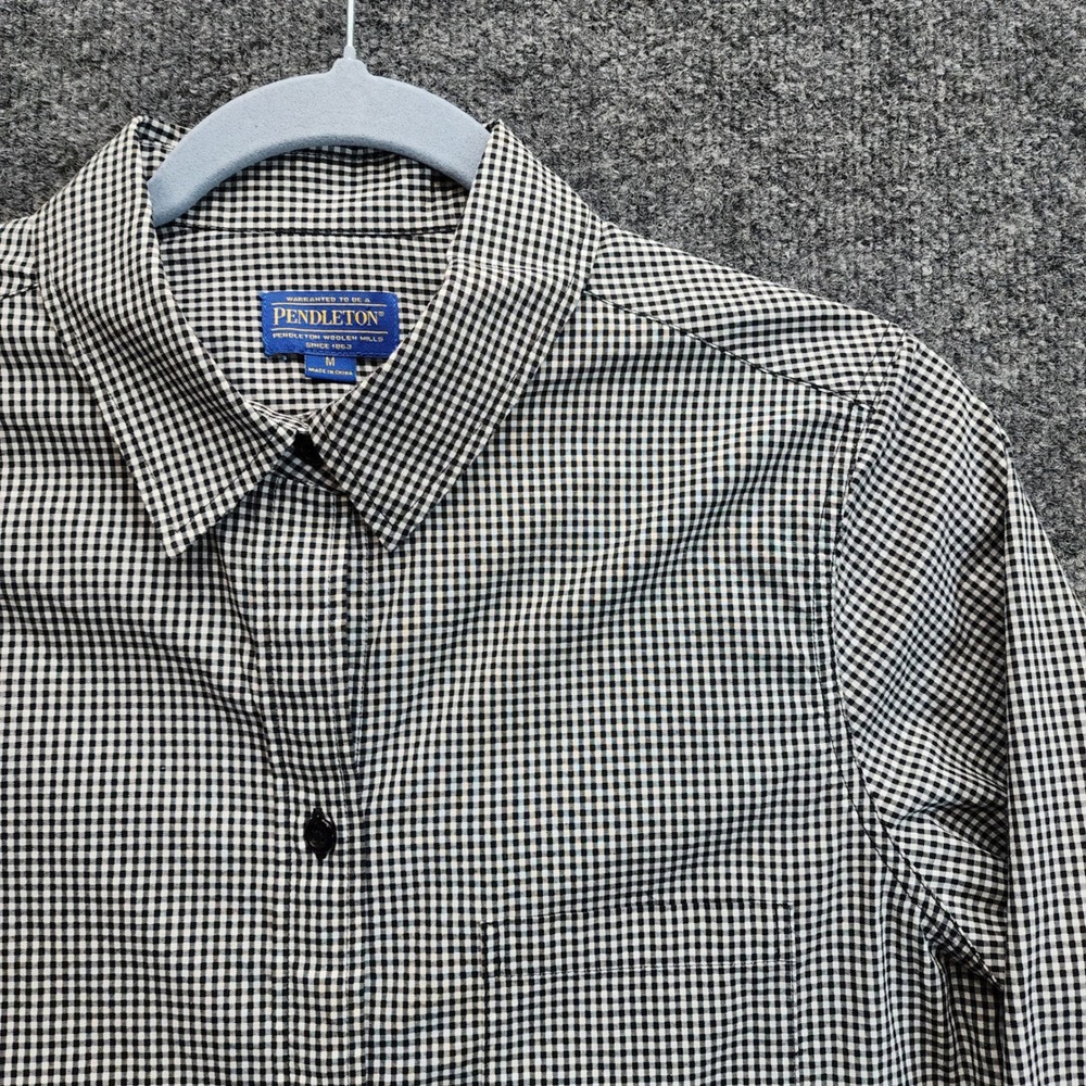 Pendleton Womens Gingham Cotton Button Up Shirt Long Sleeve Career Preppy Size M